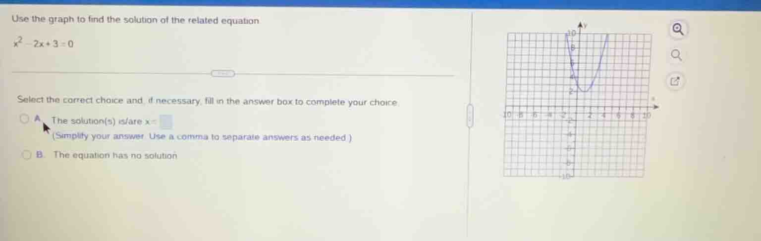 use the graph to find the solution of the related equation $x^2 - 2x + …