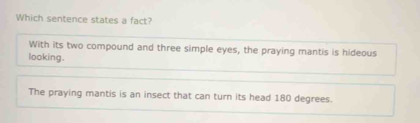 which sentence states a fact? with its two compound and three simple ey…