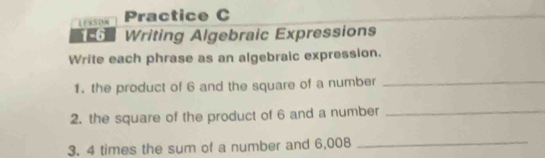 practice c writing algebraic expressions write each phrase as an algebr…