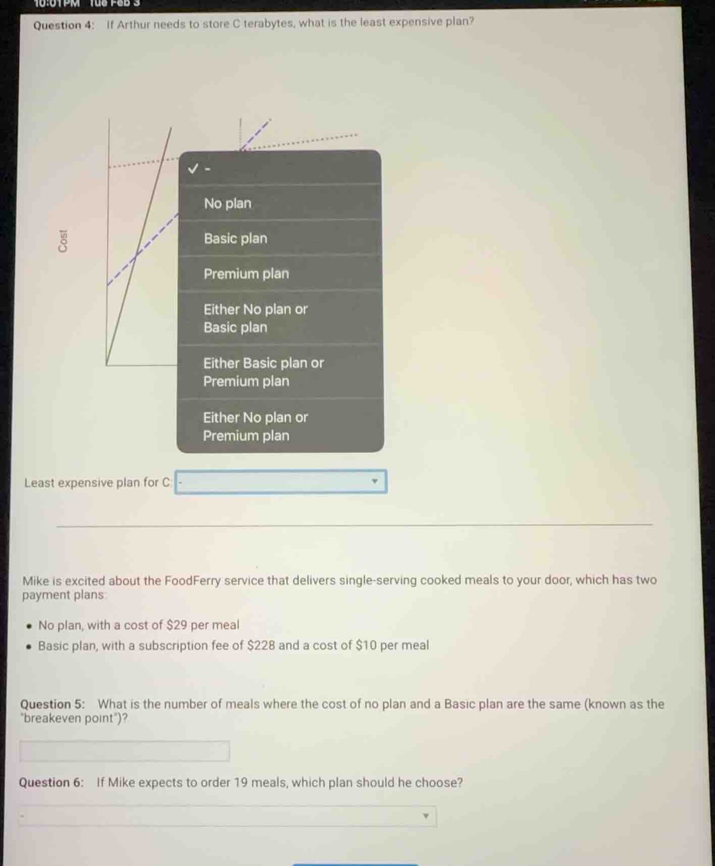 question 4: if arthur needs to store c terabytes, what is the least exp…
