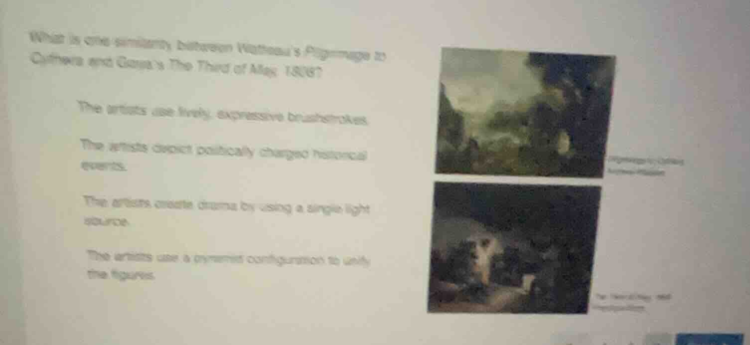 what is one similarity between watteau’s pilgrimage to cythera and goya…