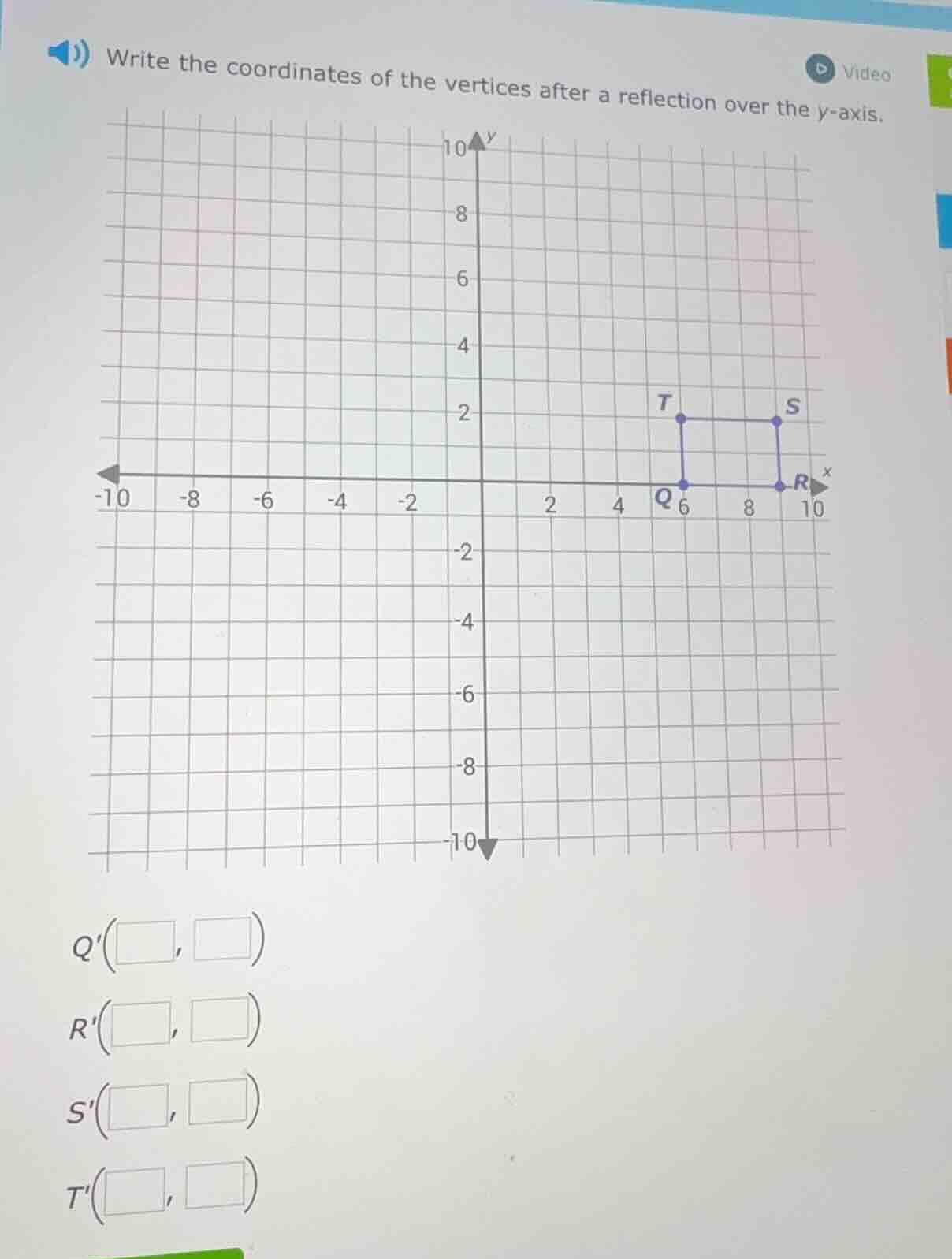 write the coordinates of the vertices after a reflection over the y - a…