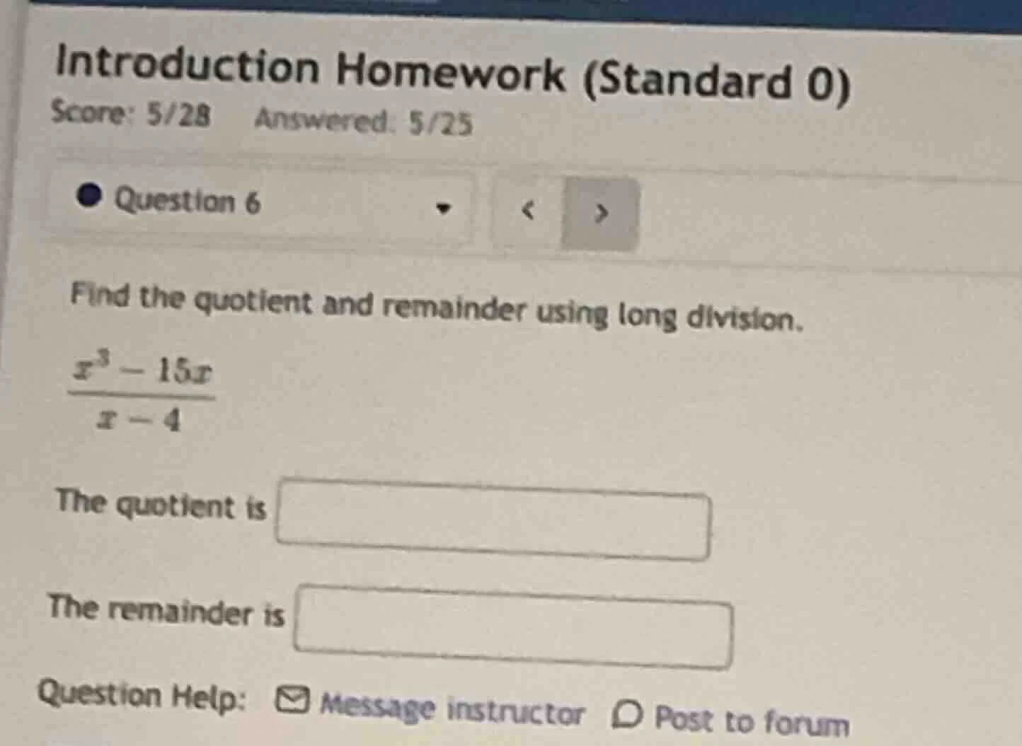 introduction homework (standard 0) score: 5/28 answered: 5/25 question …