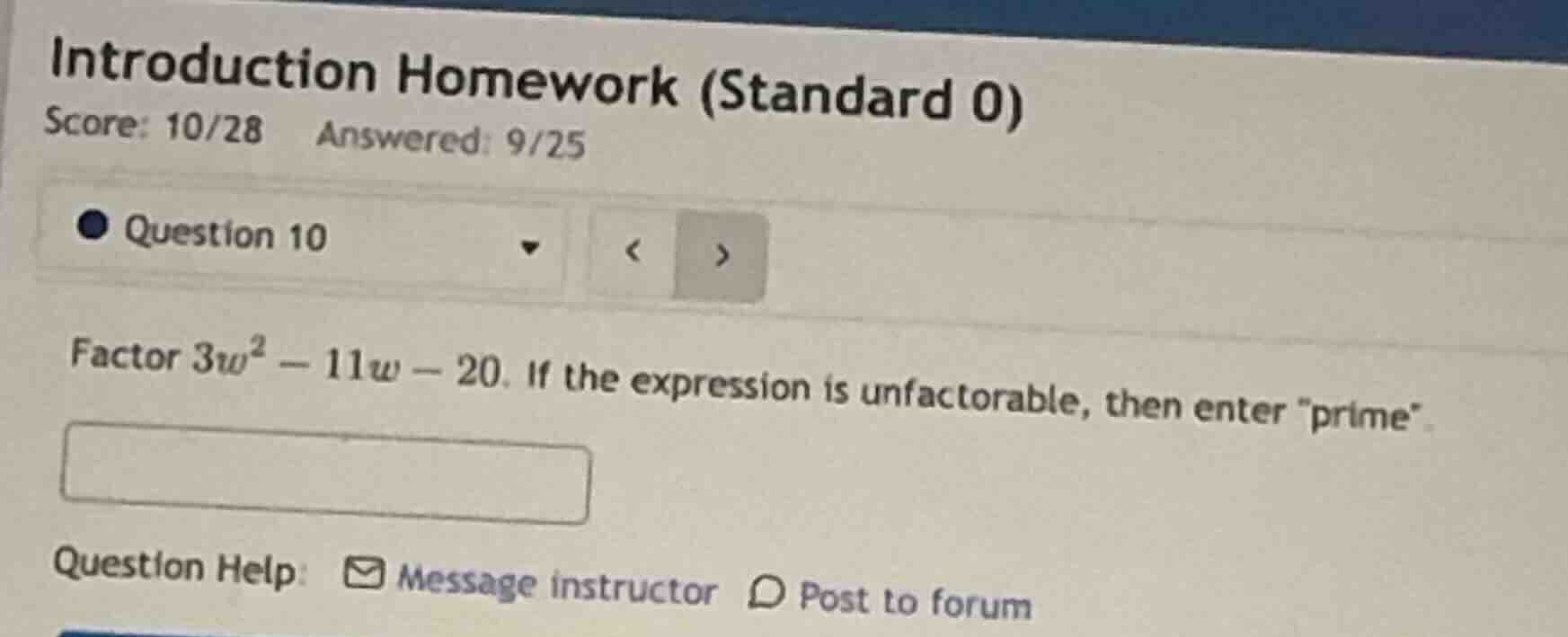 introduction homework (standard 0) score: 10/28 answered: 9/25 question…