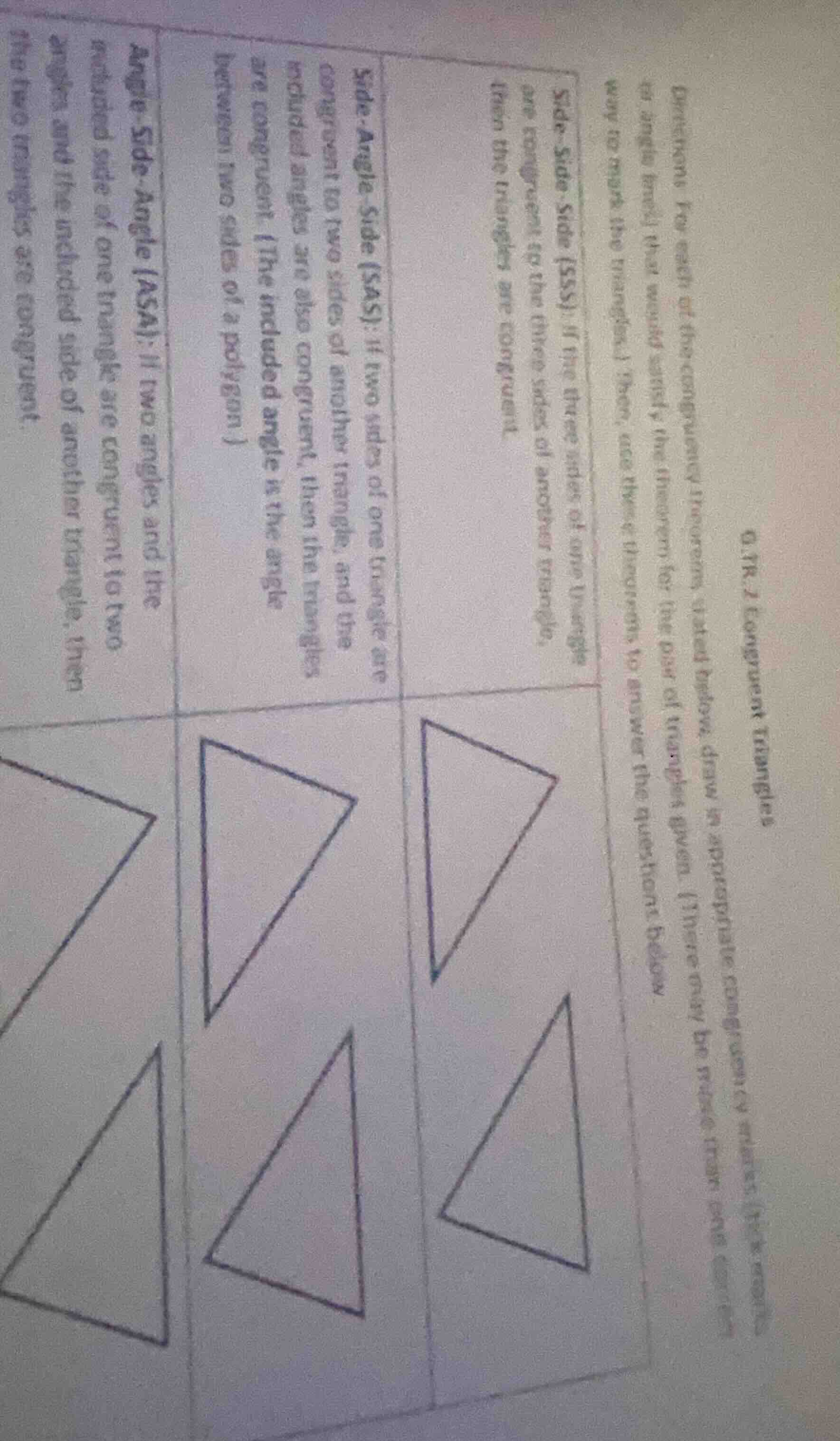 0.tr.7 congruent triangles definitions for each of the congruency theor…