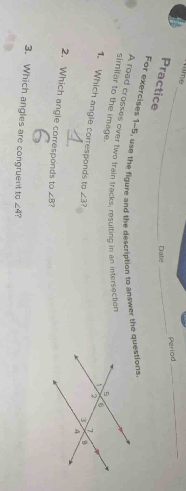 practice for exercises 1–5, use the figure and the description to answe…