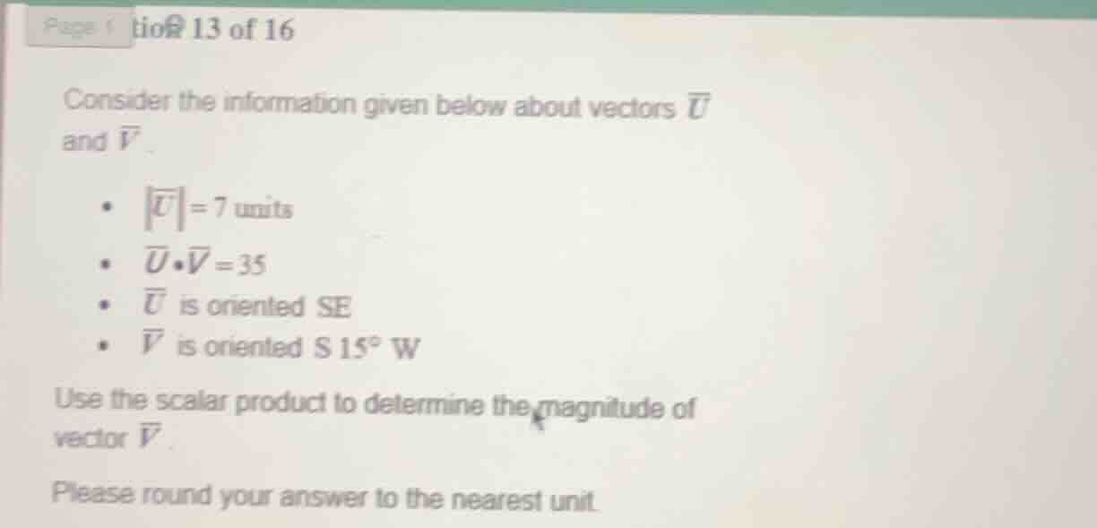 question 13 of 16 consider the information given below about vectors \\…