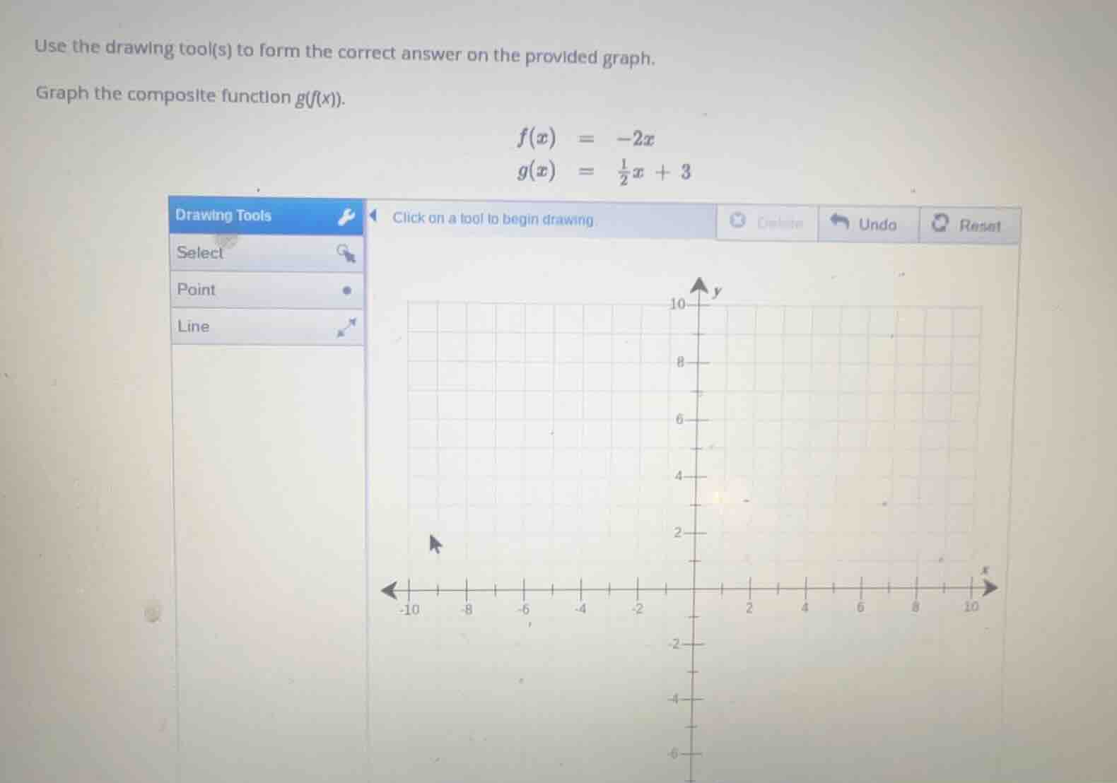 use the drawing tool(s) to form the correct answer on the provided grap…