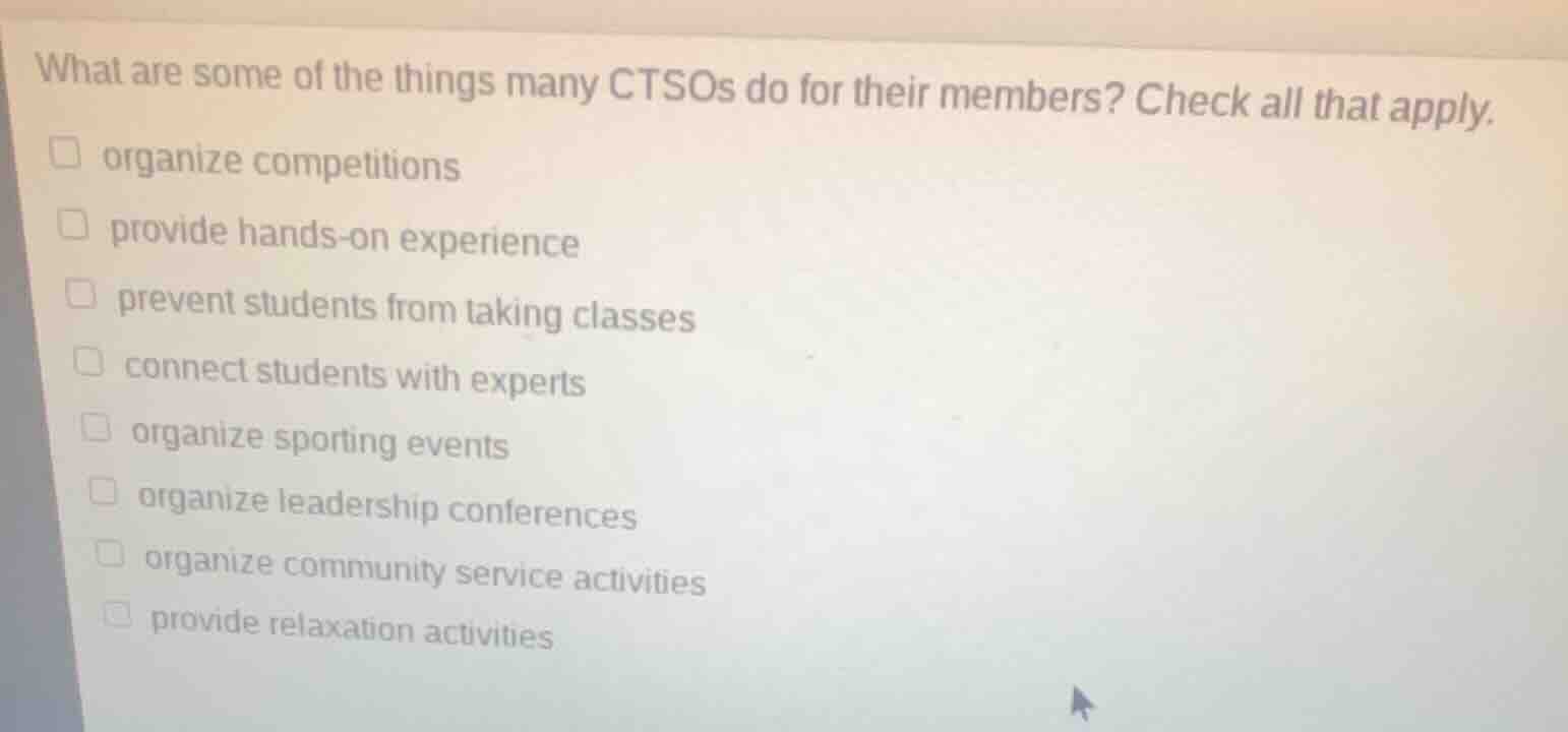 what are some of the things many ctsos do for their members? check all …