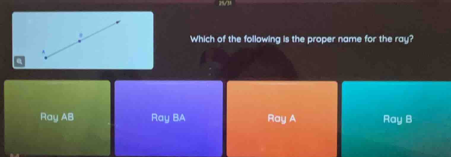 which of the following is the proper name for the ray? ray ab ray ba ra…