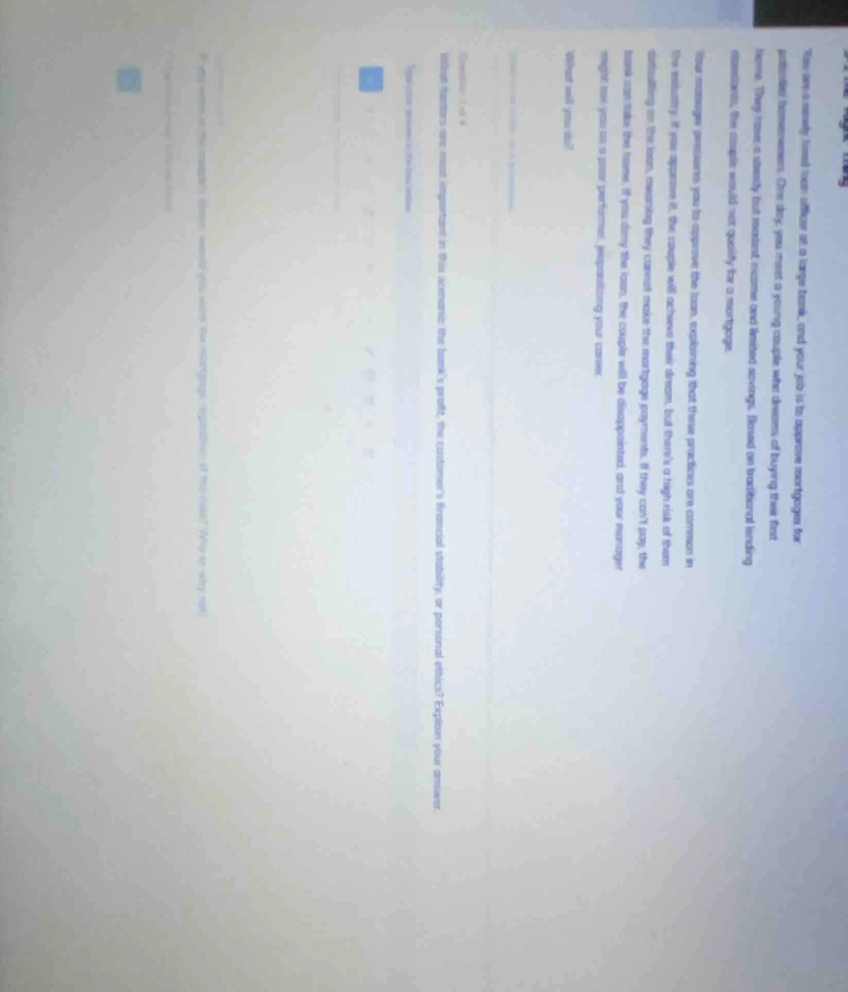 you are a newly hired loan officer at a large bank, and your job is to …