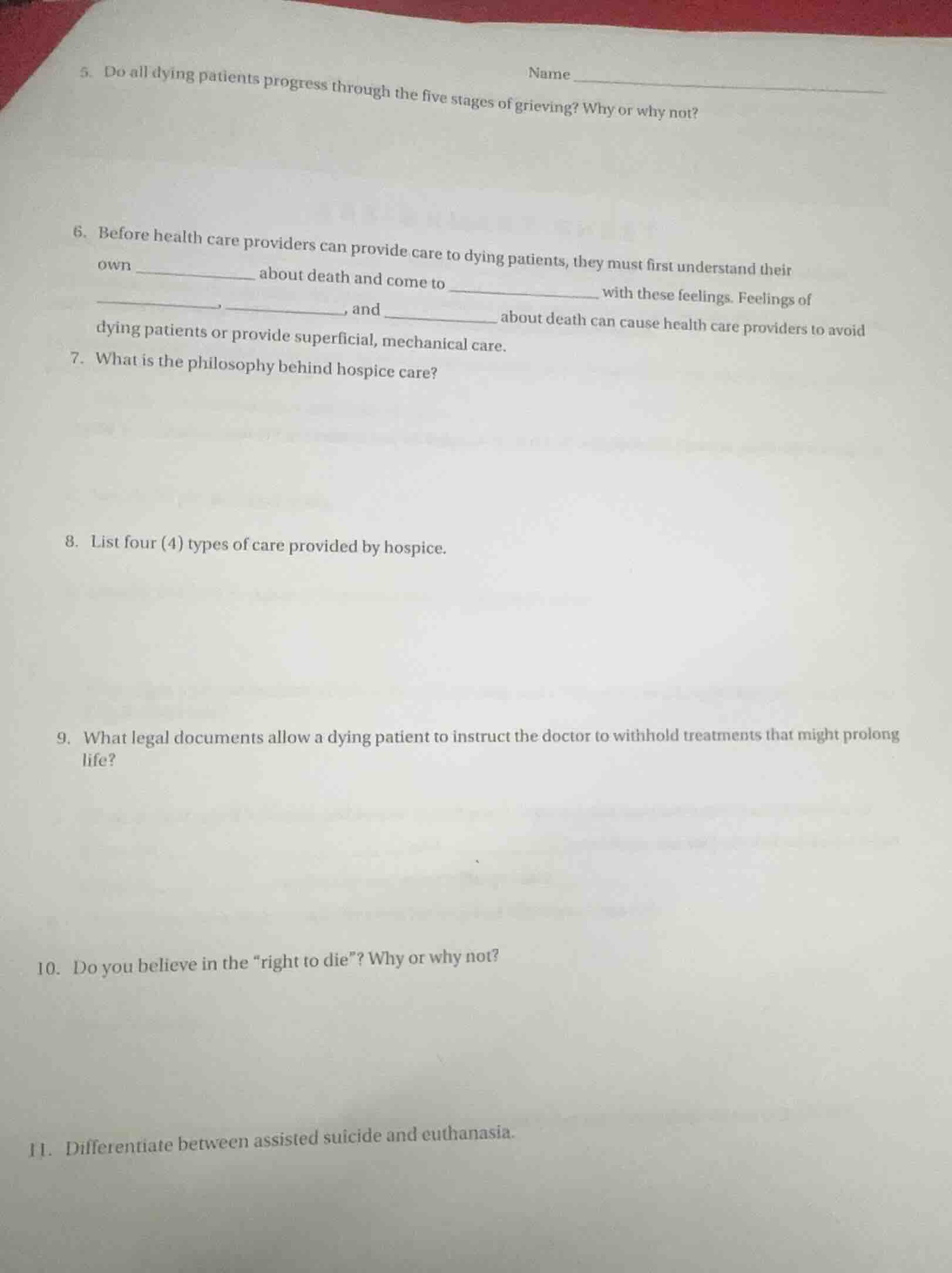 5. do all dying patients progress through the five stages of grieving? …