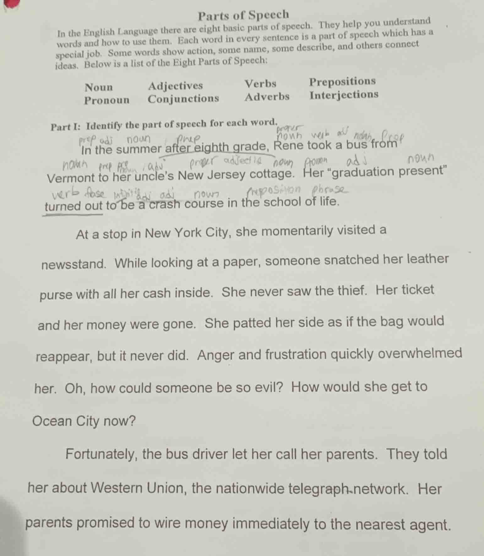 parts of speech in the english language there are eight basic parts of …