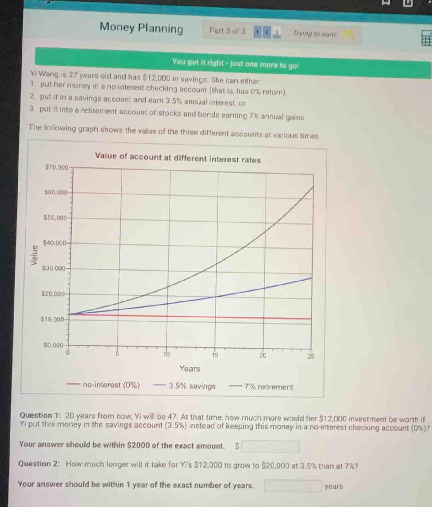 money planning part 3 of 3 you got it right - just one more to go! yi w…