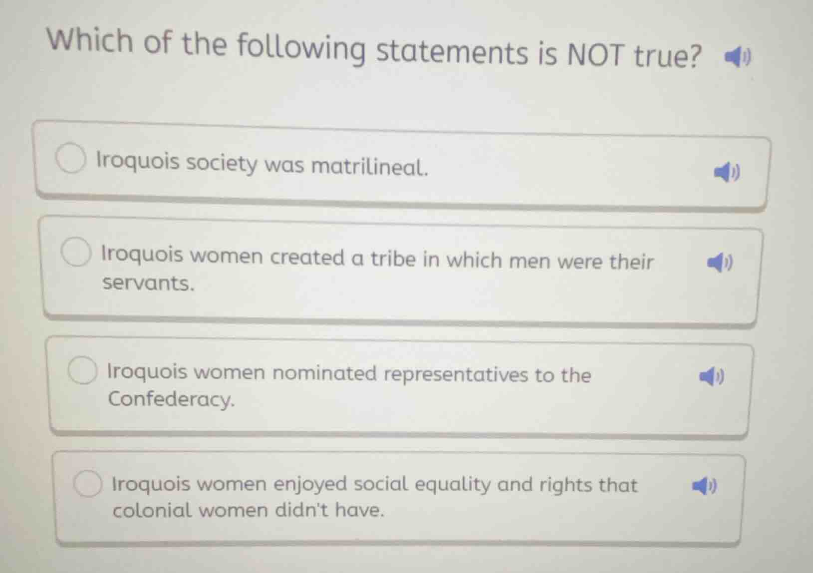 which of the following statements is not true? iroquois society was mat…