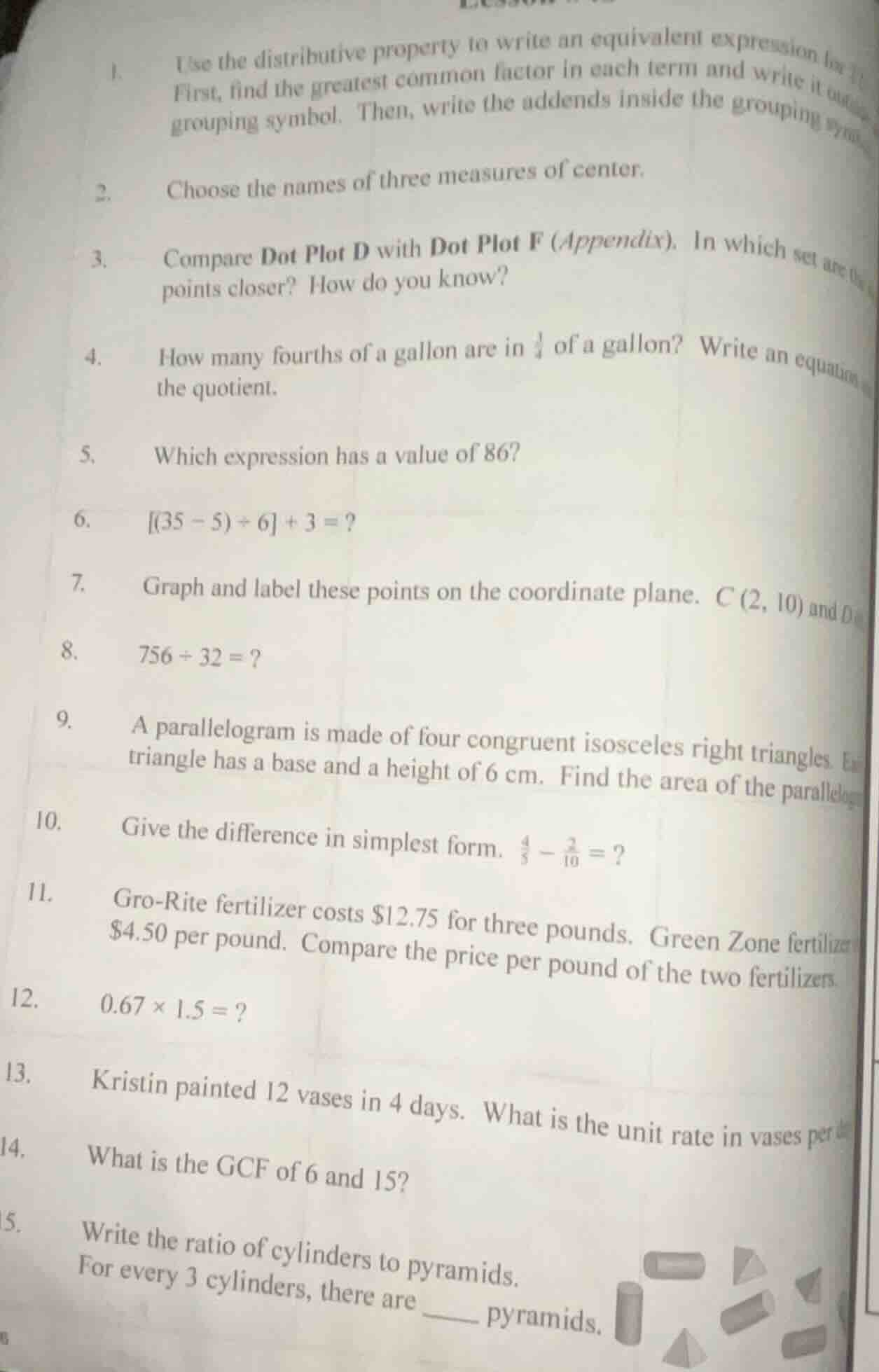 1. use the distributive property to write an equivalent expression for.…