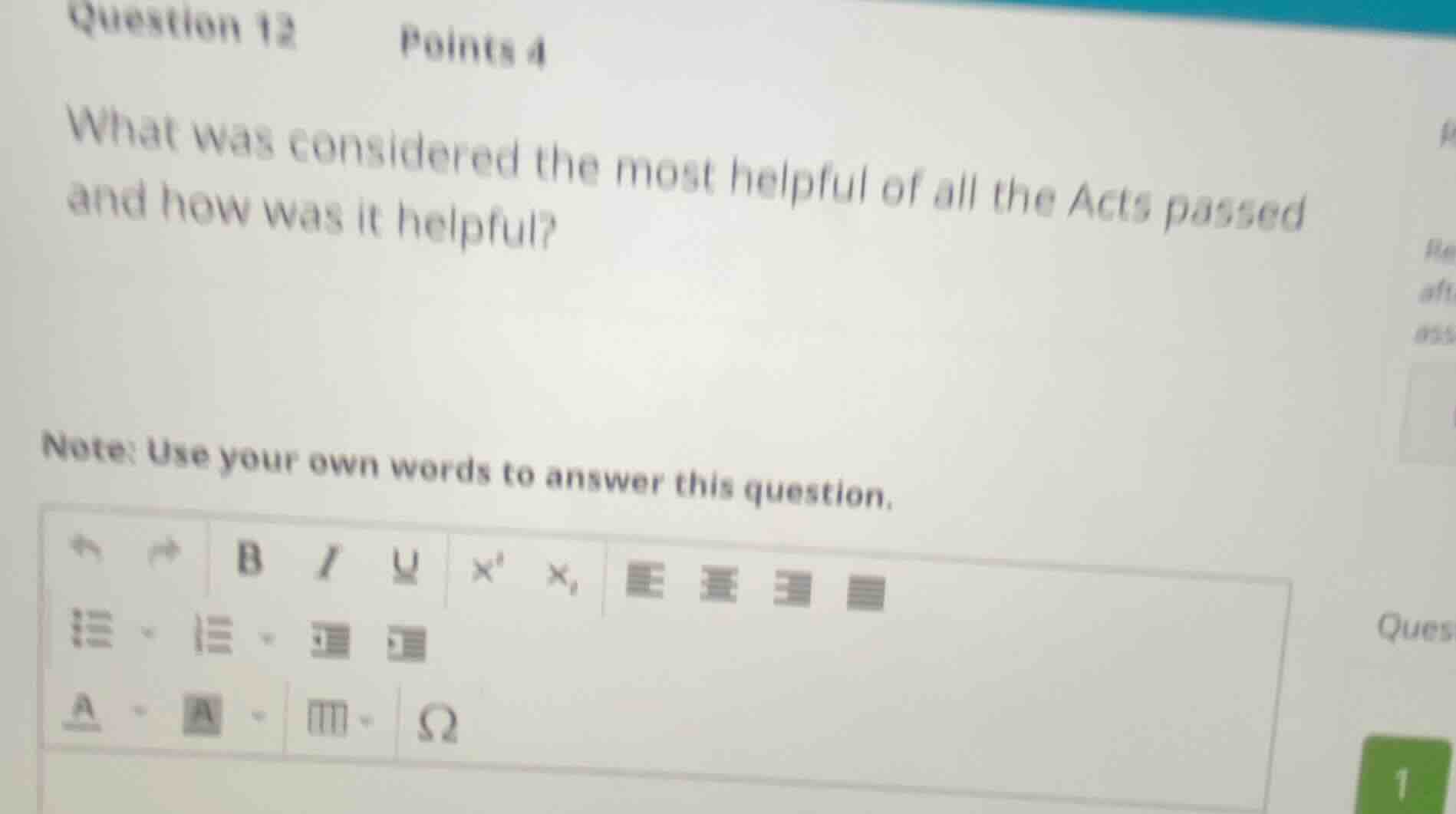question 12 points 4 what was considered the most helpful of all the ac…