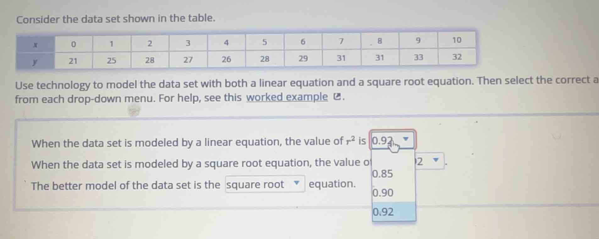 consider the data set shown in the table. x | 0 | 1 | 2 | 3 | 4 | 5 | 6…