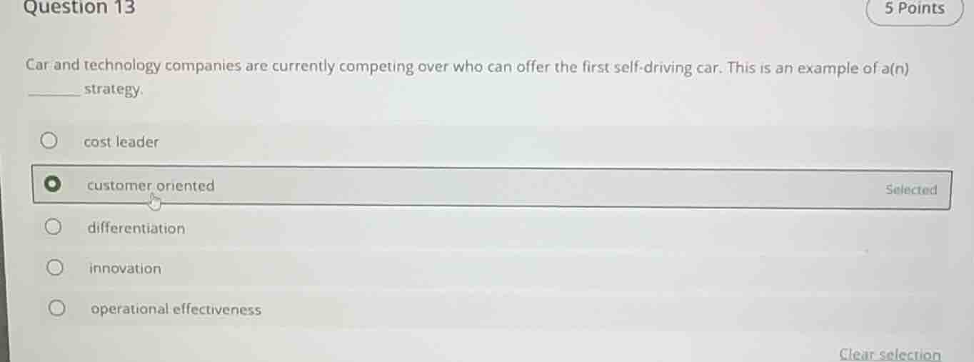 question 13 5 points car and technology companies are currently competi…
