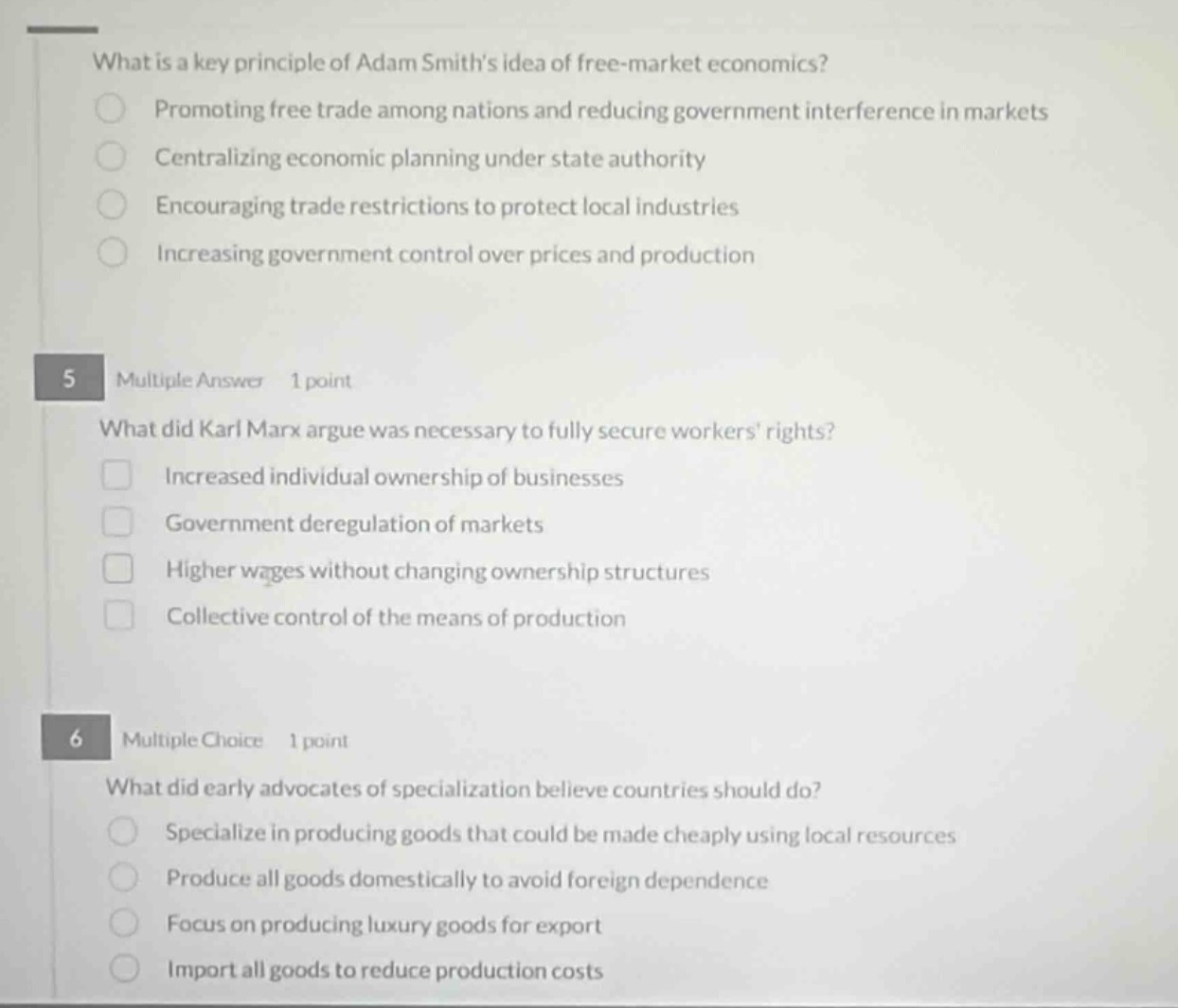 what is a key principle of adam smiths idea of free - market economics?…