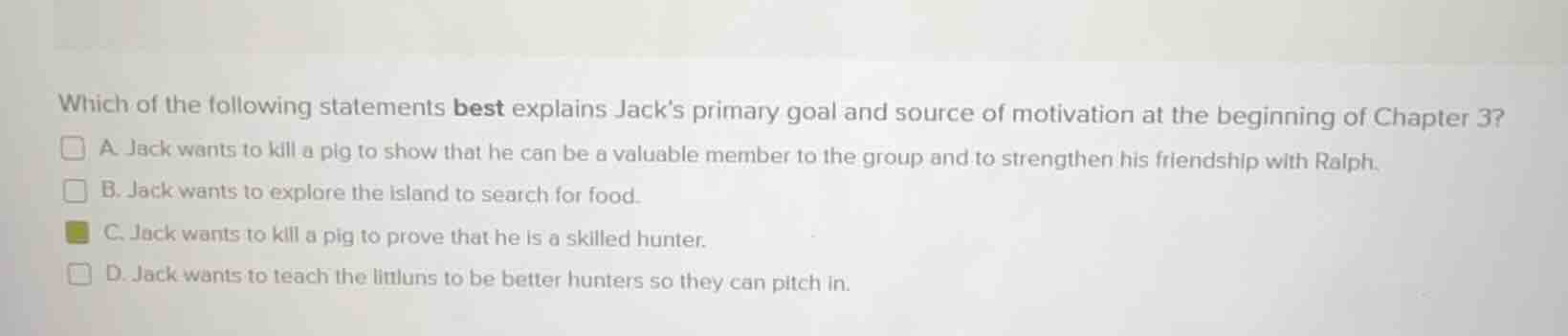 which of the following statements best explains jack’s primary goal and…