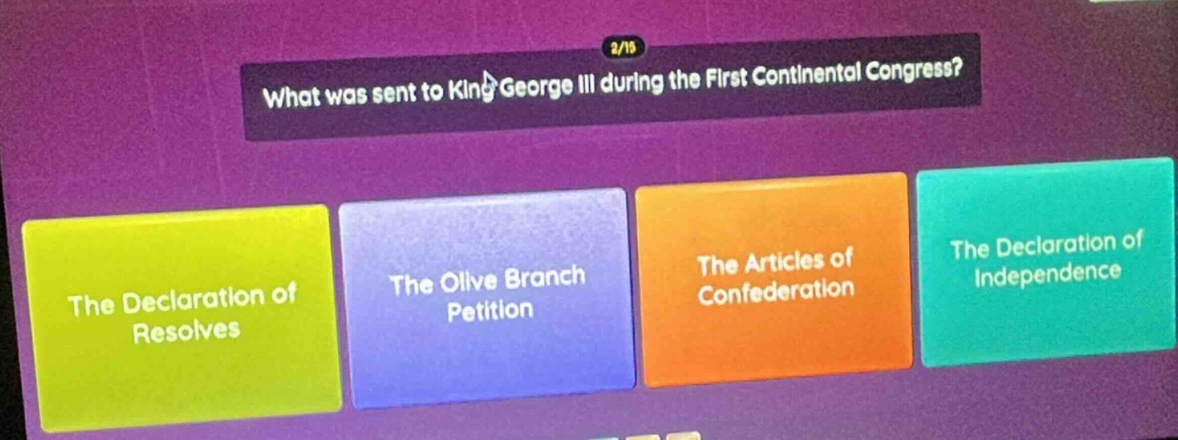 what was sent to king george iii during the first continental congress?…