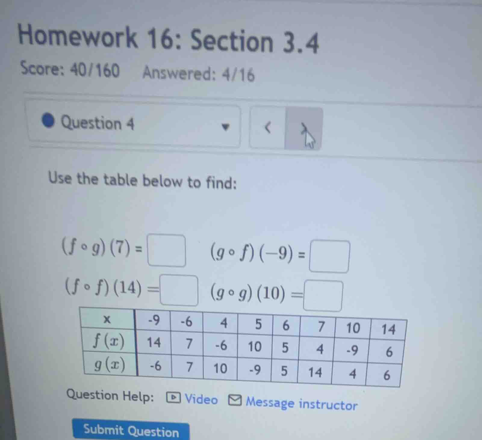 homework 16: section 3.4 score: 40/160 answered: 4/16 question 4 use th…