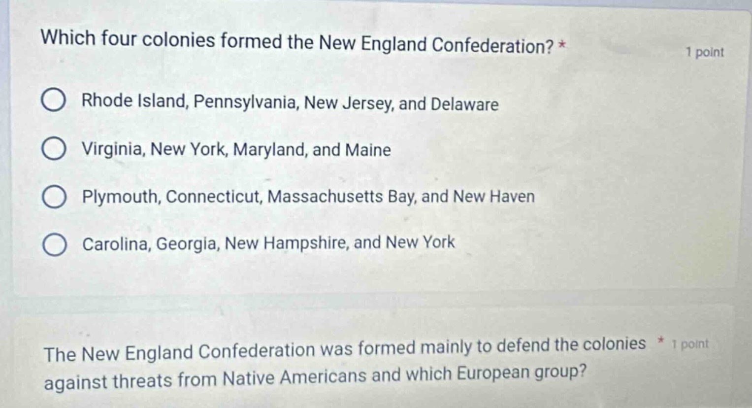 which four colonies formed the new england confederation? * rhode islan…