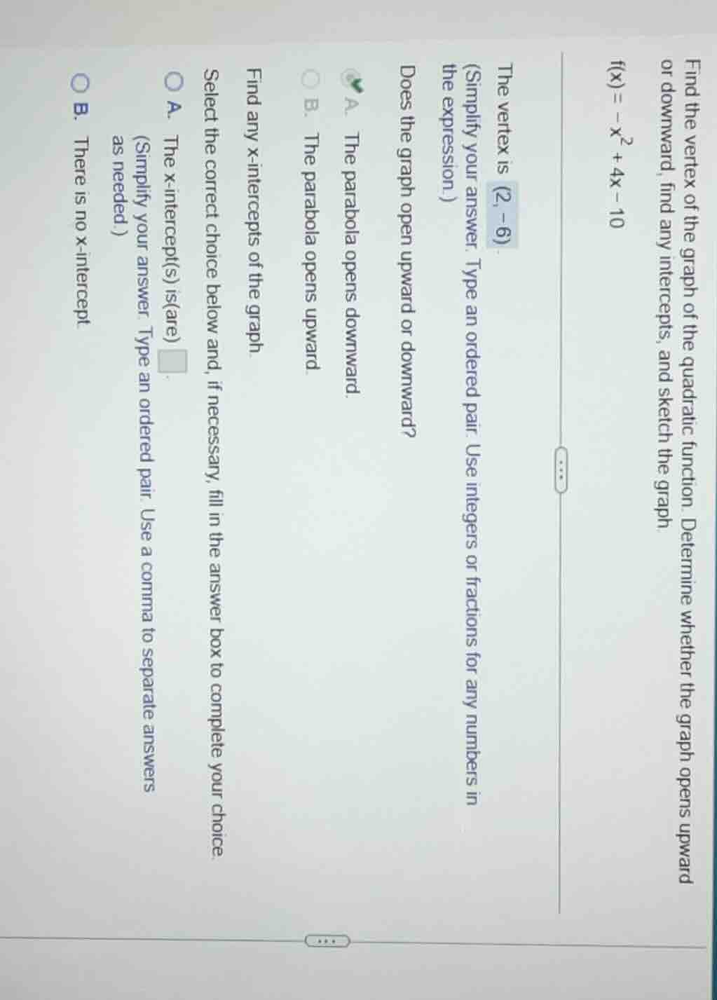 find the vertex of the graph of the quadratic function. determine wheth…