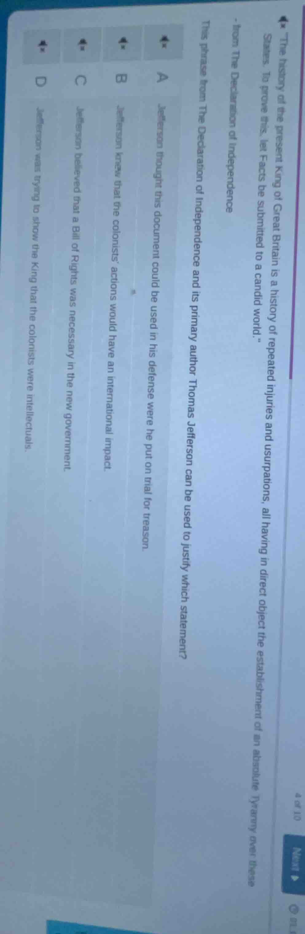 “the history of the present king of great britain is a history of repea…