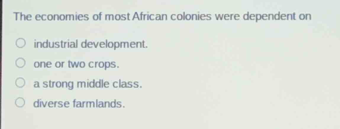 the economies of most african colonies were dependent on industrial dev…