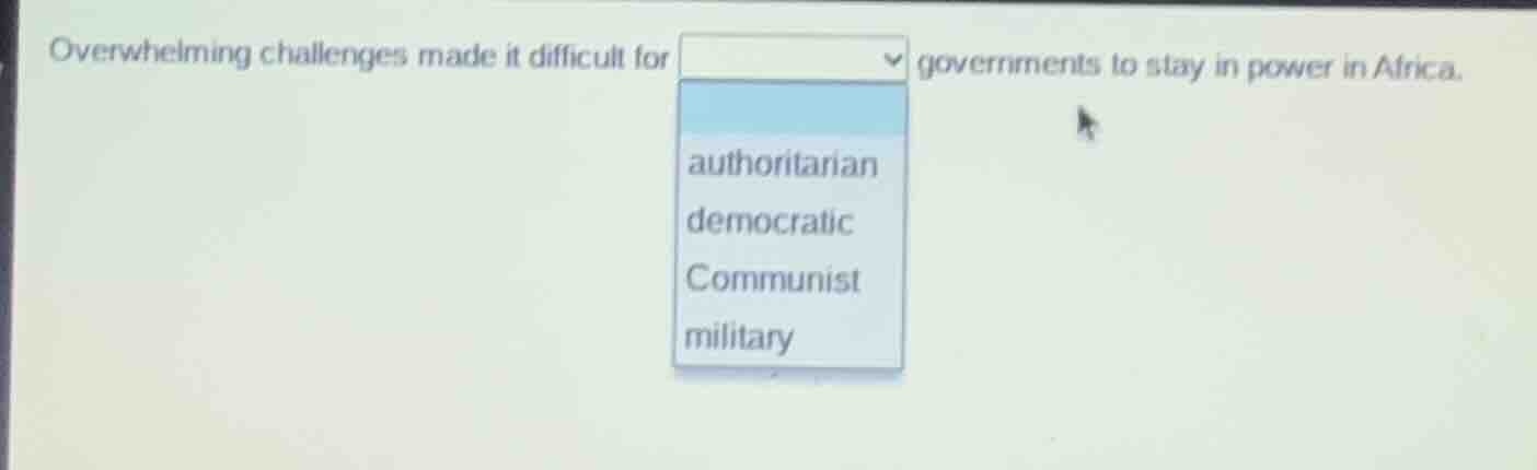 overwhelming challenges made it difficult for governments to stay in po…