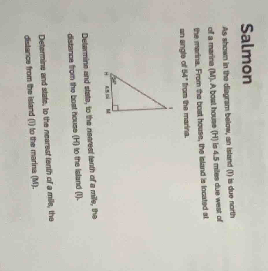 salmon as shown in the diagram below, an island (i) is due north of a m…