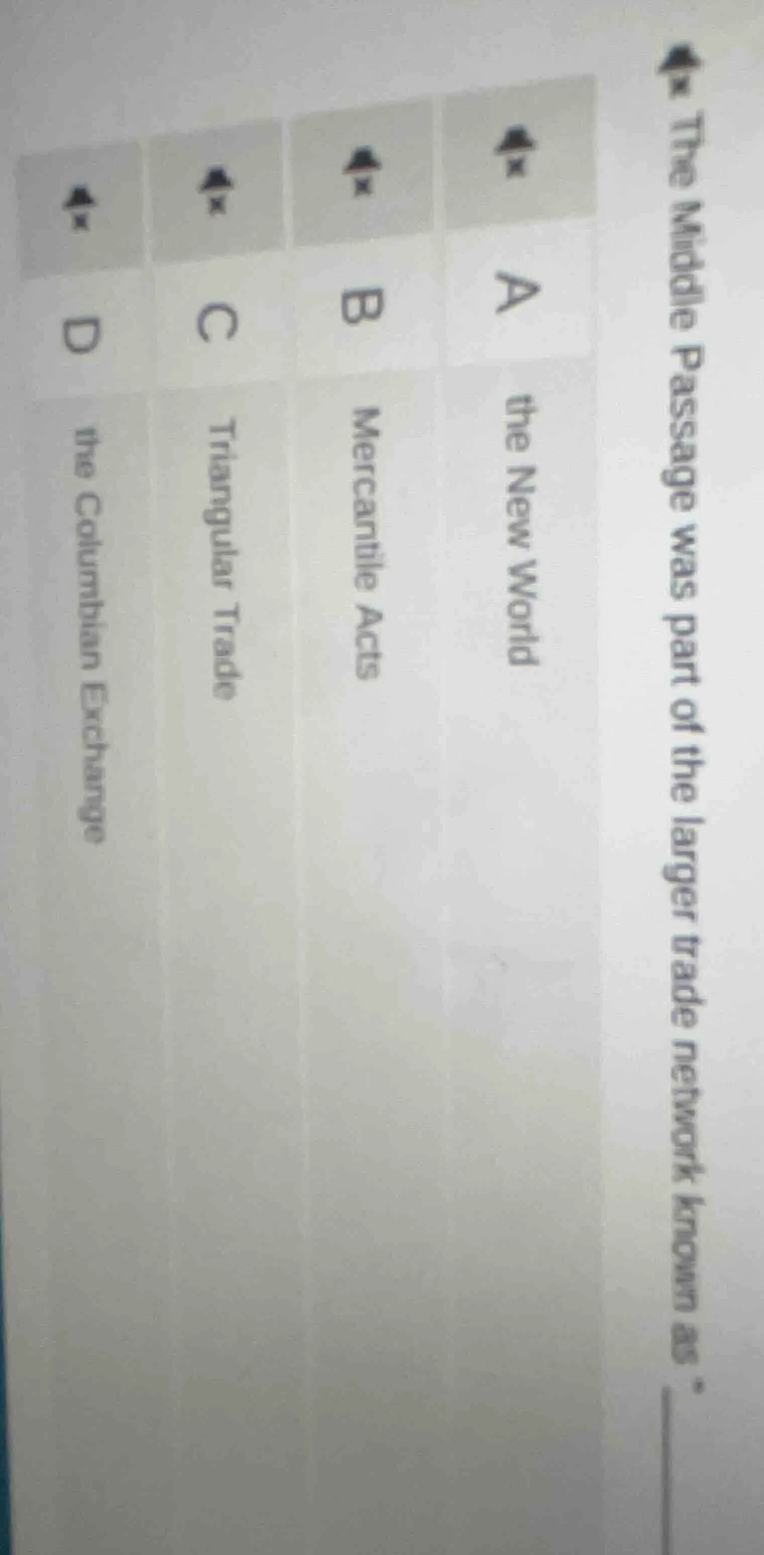 the middle passage was part of the larger trade network known as a the …