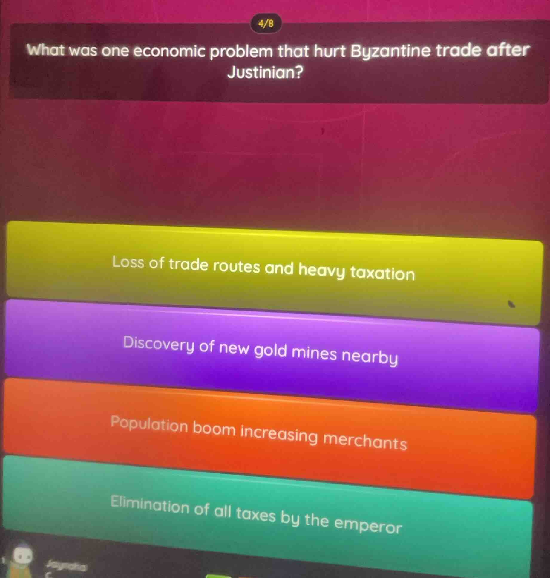 what was one economic problem that hurt byzantine trade after justinian…