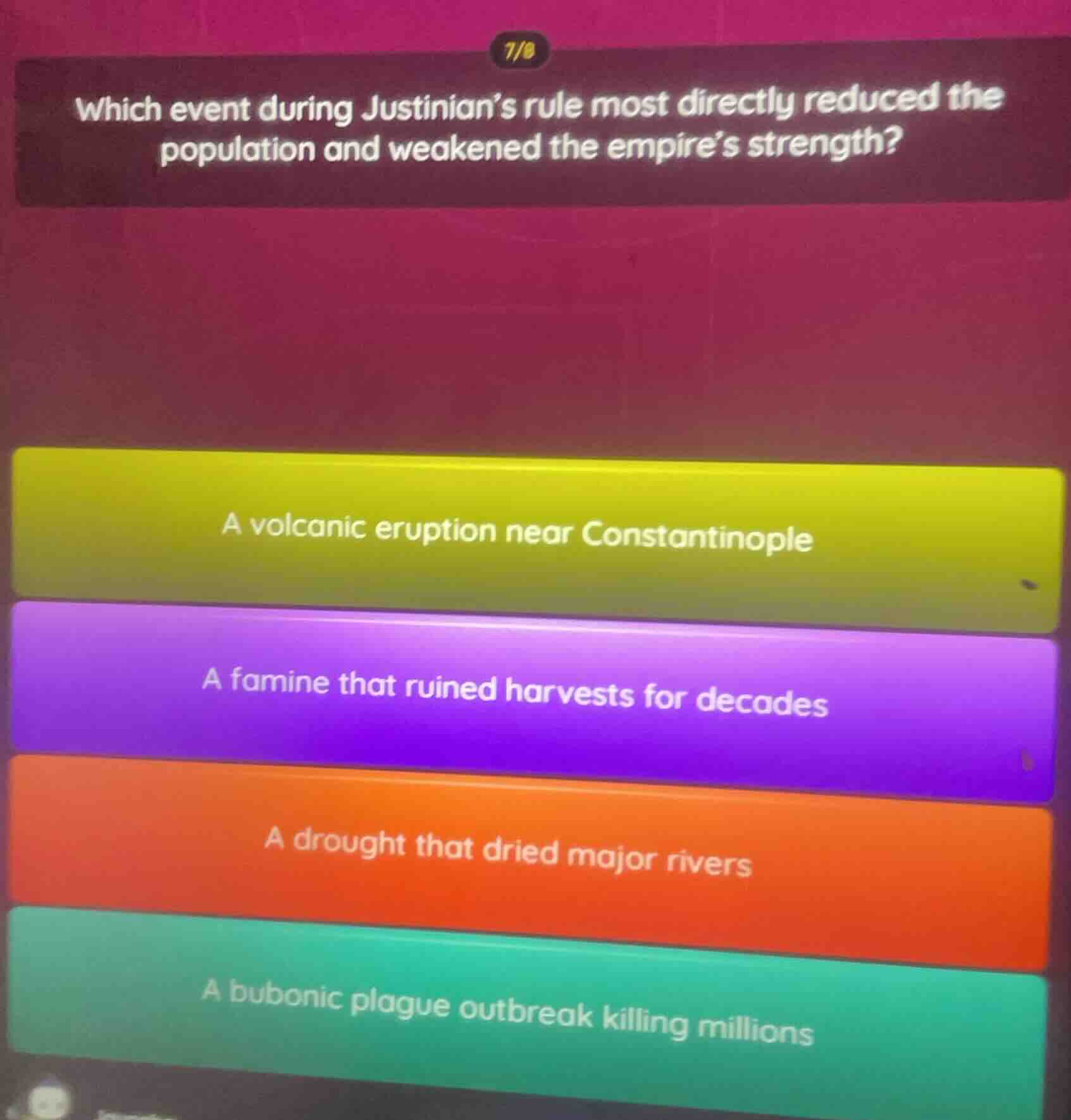 which event during justinian’s rule most directly reduced the populatio…