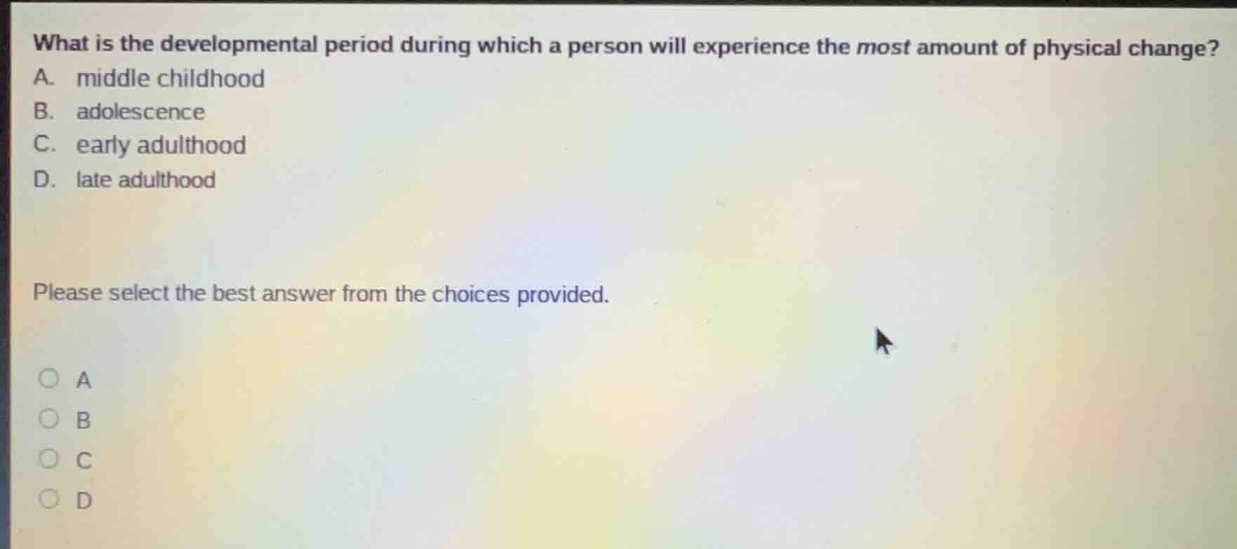 what is the developmental period during which a person will experience …
