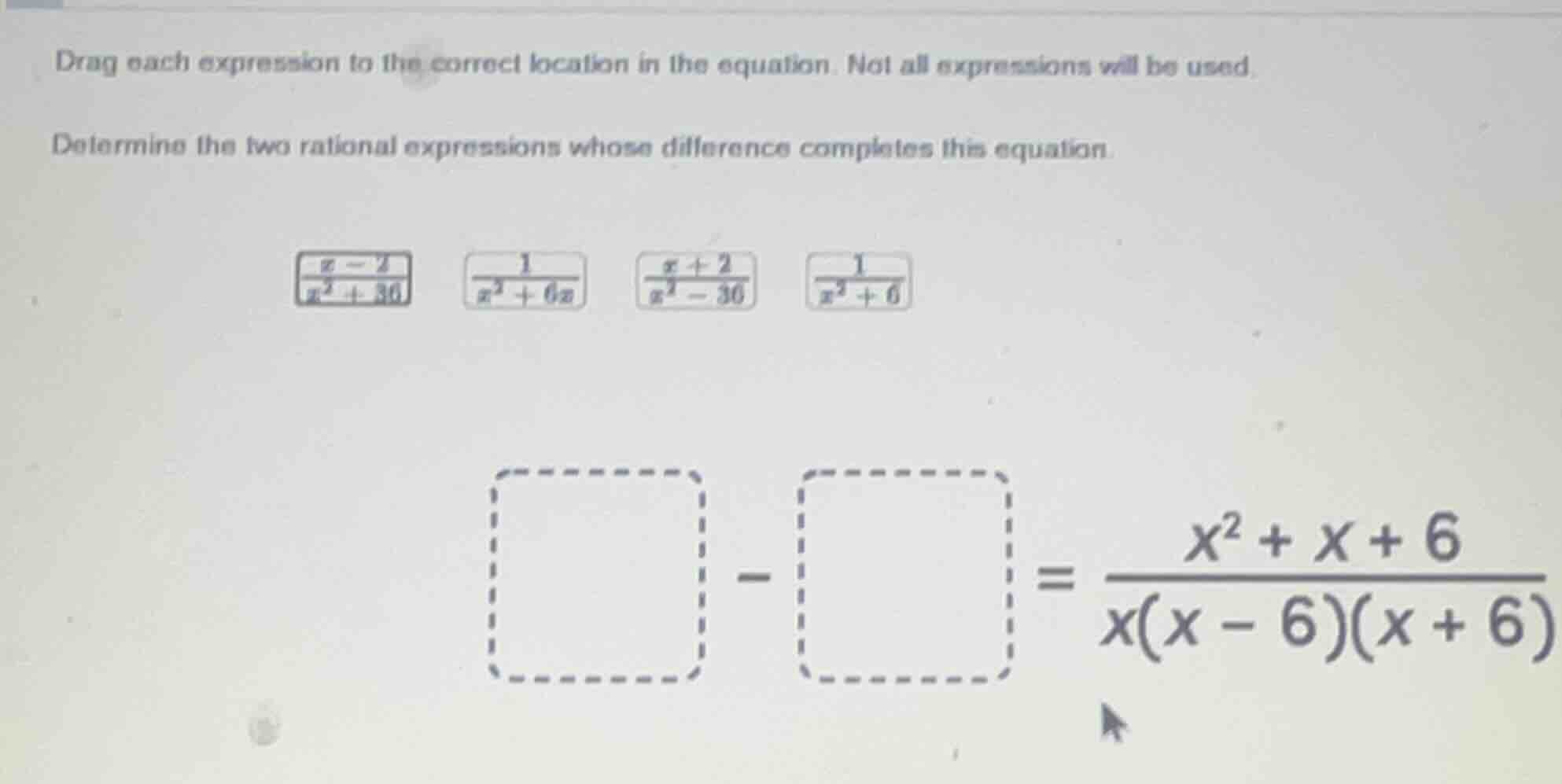 drag each expression to the correct location in the equation. not all e…