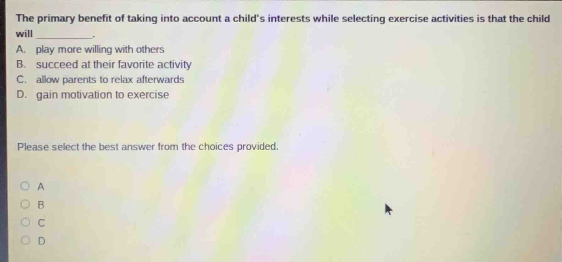 the primary benefit of taking into account a childs interests while sel…