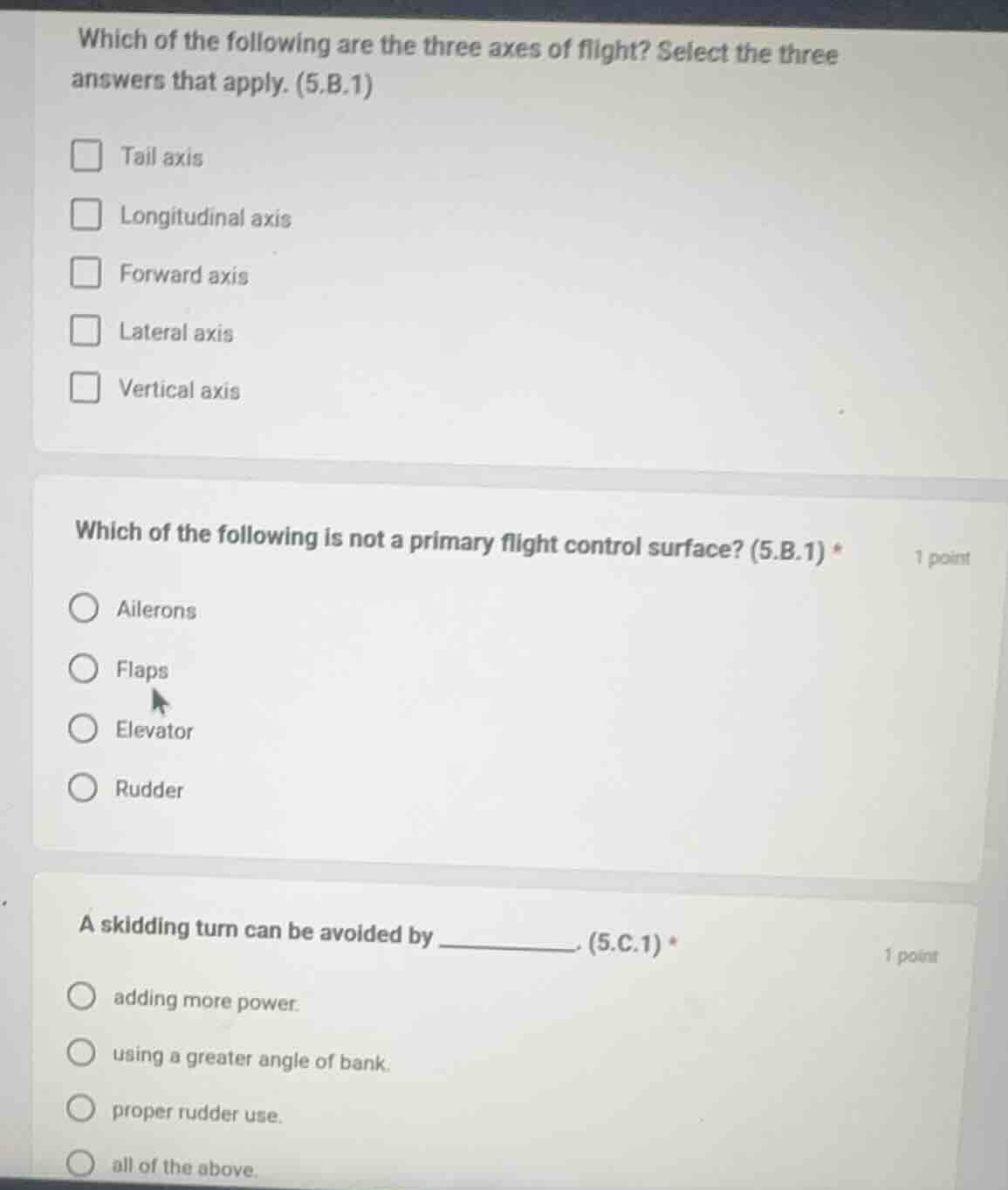 which of the following are the three axes of flight? select the three a…