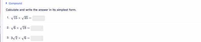 1 compound calculate and write the answer in its simplest form. 1. \\( …