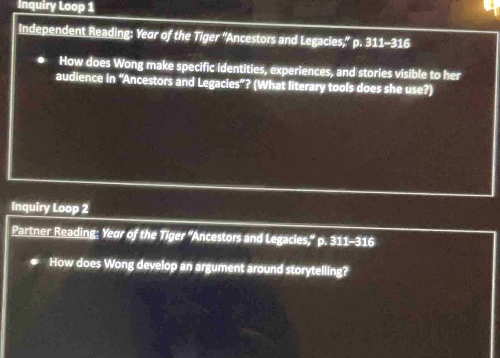 inquiry loop 1 independent reading: year of the tiger \ancestors and le…