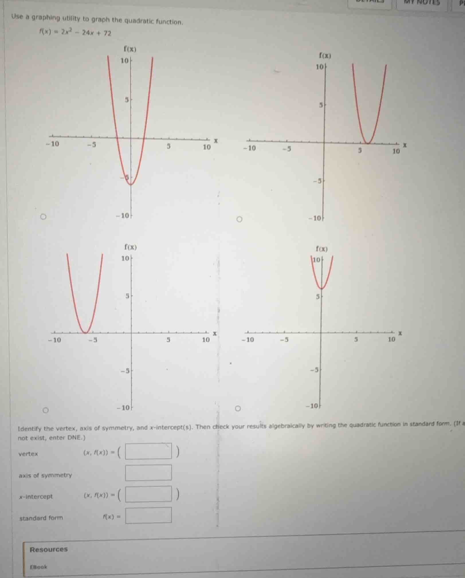 use a graphing utility to graph the quadratic function. $f(x) = 2x^2 - …