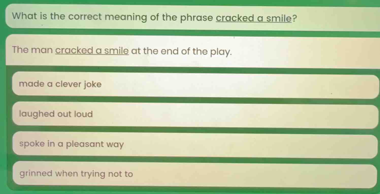 what is the correct meaning of the phrase cracked a smile? the man crac…