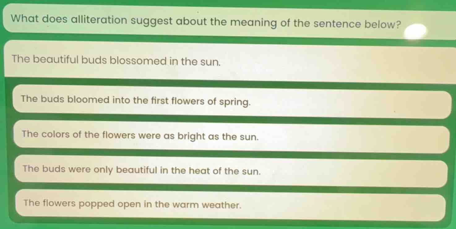 what does alliteration suggest about the meaning of the sentence below?…