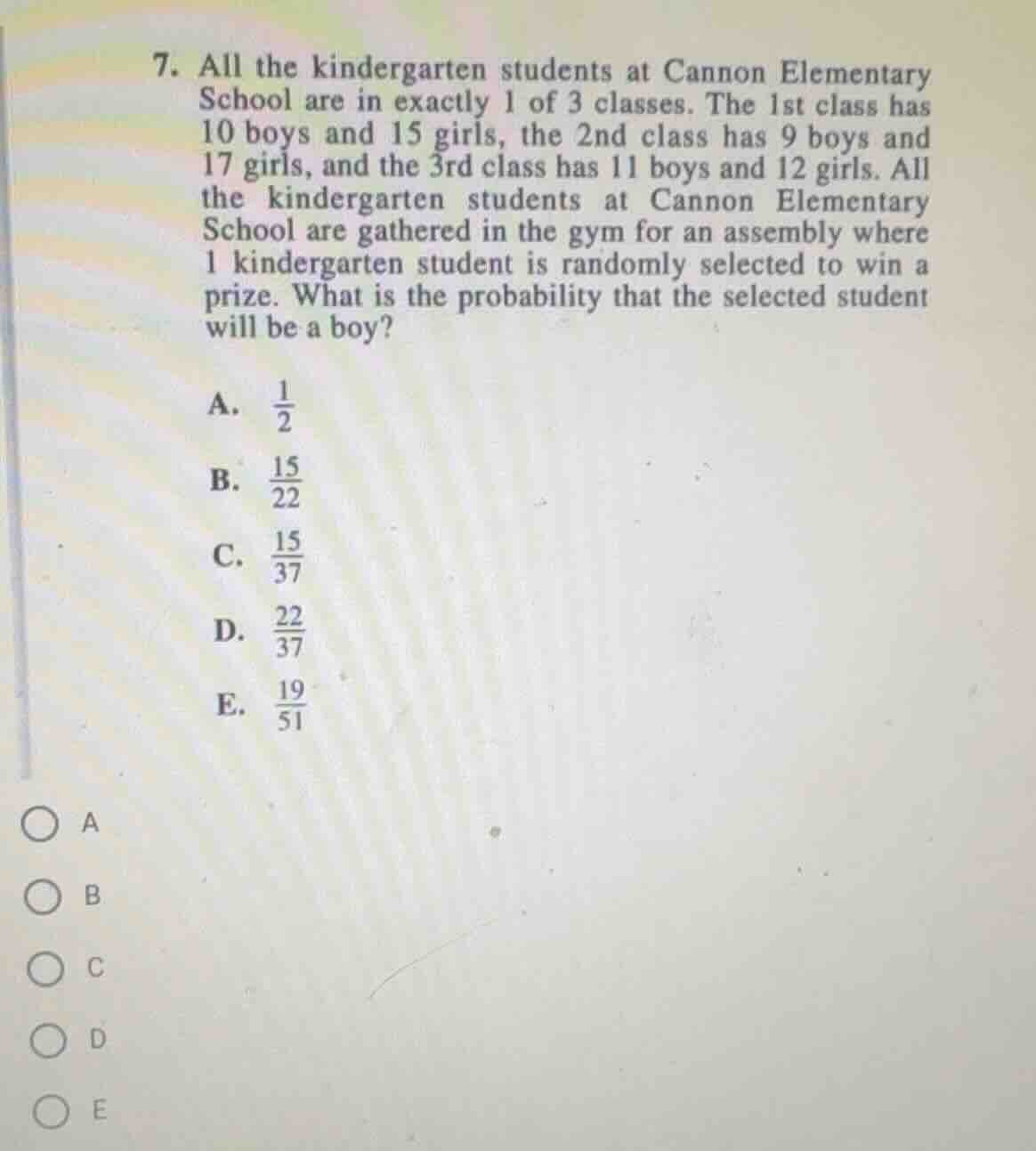 7. all the kindergarten students at cannon elementary school are in exa…