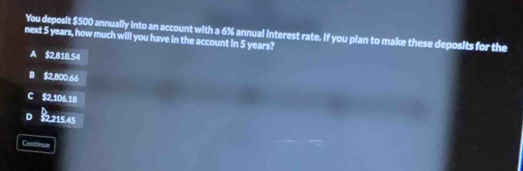 you deposit $500 annually into an account with a 6% annual interest rat…