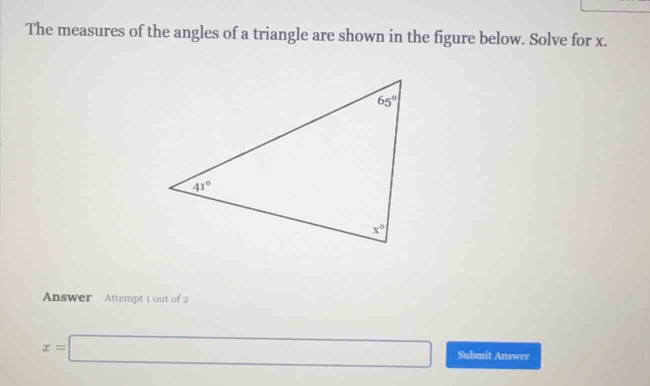 the measures of the angles of a triangle are shown in the figure below.…