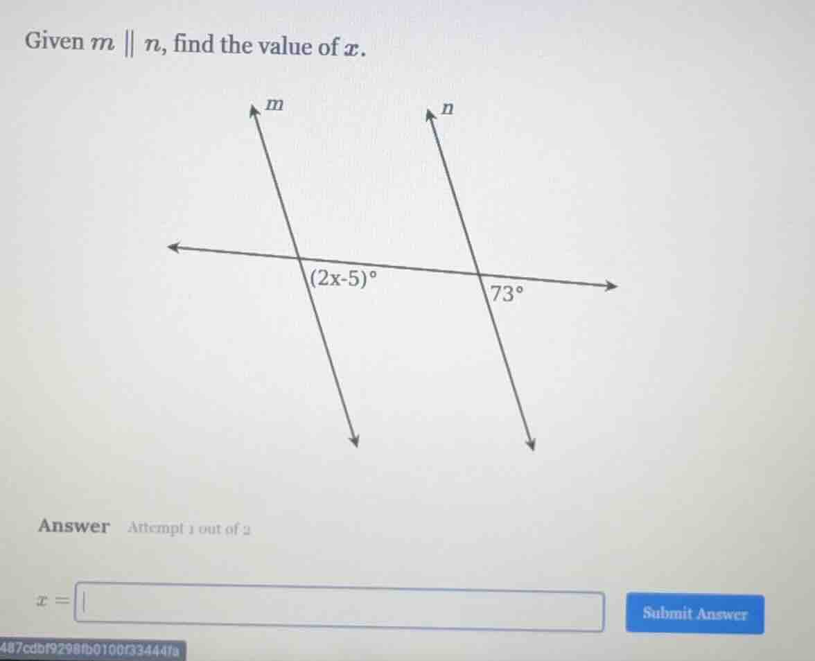 given ( m parallel n ), find the value of ( x ).