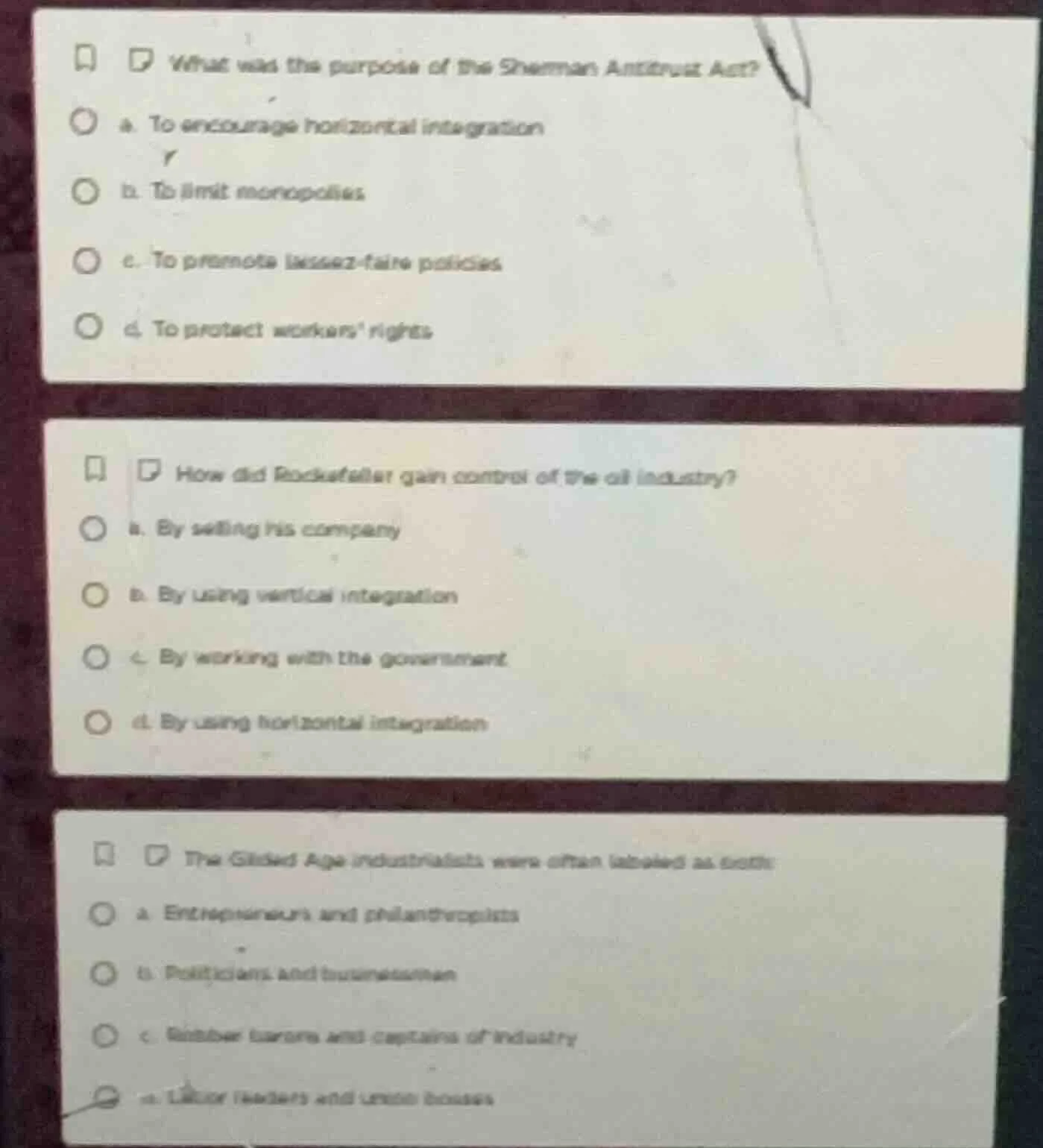 what was the purpose of the sherman antitrust act? a. to encourage hori…